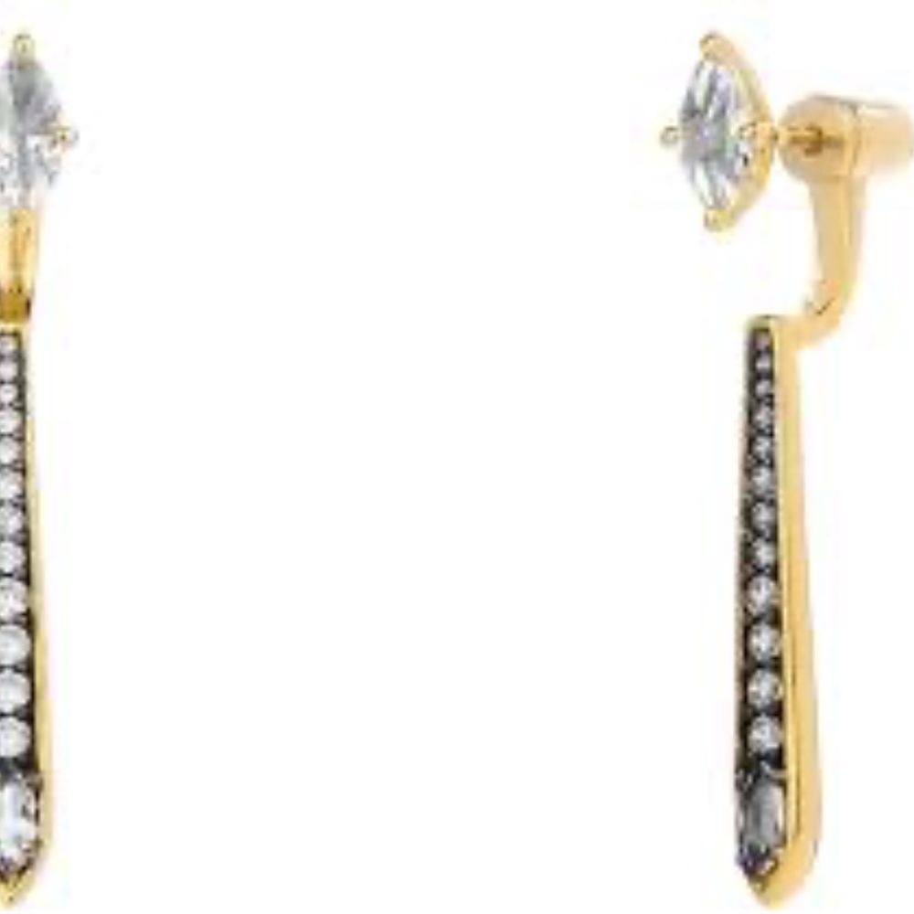 Nadri Como Front Back Gold Plated Sterling Earrings with White Topaz